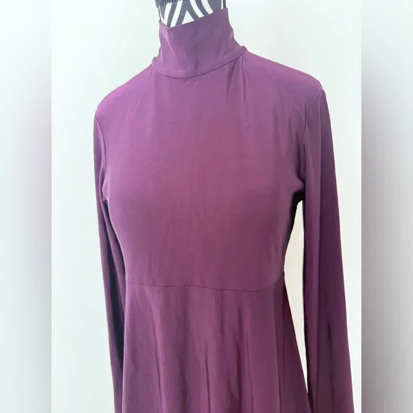 Vintage 90s Betsey Johnson Eggplant Purple Mock Neck Emo Witchy Skater Dress - Picture 9 of 10